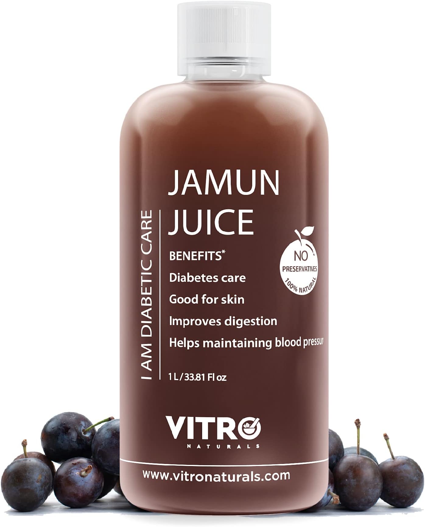 Vitro Naturals Jamun Juice 1L | Help Maintain Blood Pressure | Diabetic Care