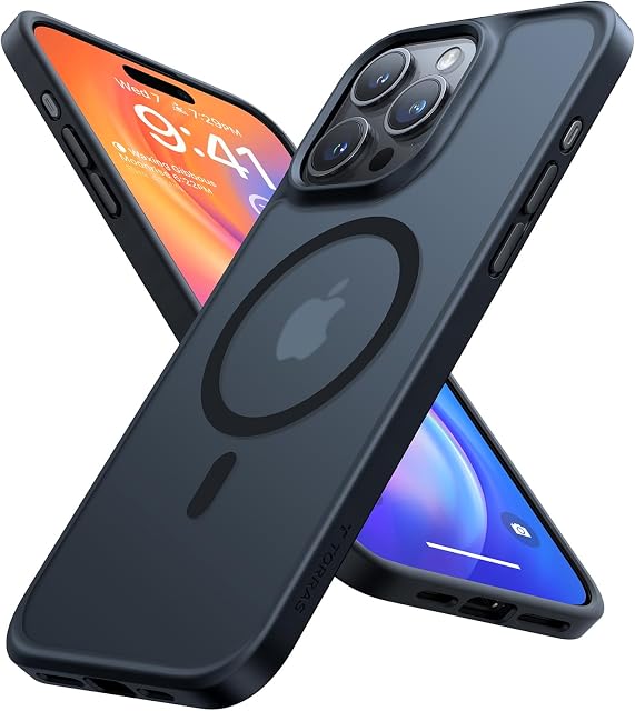 TORRAS Etui do iPhone 15 Pro Max do Magsafe (najwyższa ochrona wojskowa i siła magnetyczna), bardzo trwałe, odporne na uderzenia, aksamitne etui na telefon komórkowy, matowe, czarne, Guardian-Mag