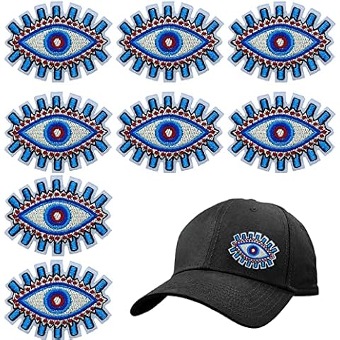 Qusmeiyici 8Pcs Egypt Evil Eye Embroidered Applique Patches, Sew on /Iron on Patches for Clothing, Jackets, Jeans, Backpacks, Hats, Arts Craft Sew Making Cover