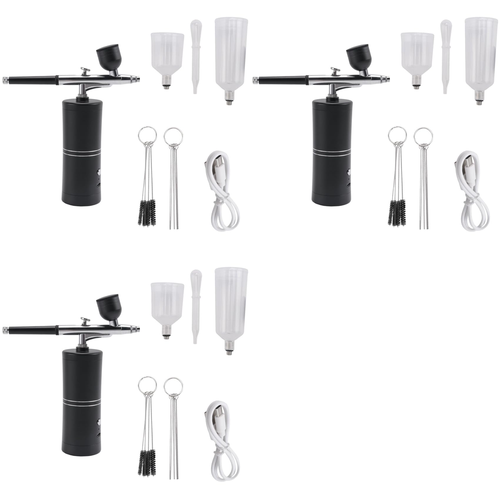 Jnchdghwa Black 3X Airbrush Kit With Compressor Rechargeable Cordless Non-Clogging High-Pressure Airbrush Set