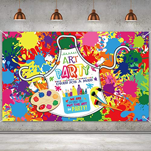 Art Paint Party Backdrop Decorations Artist Theme Birthday Banner Supplies for Art Painting Party Wall Photography Background