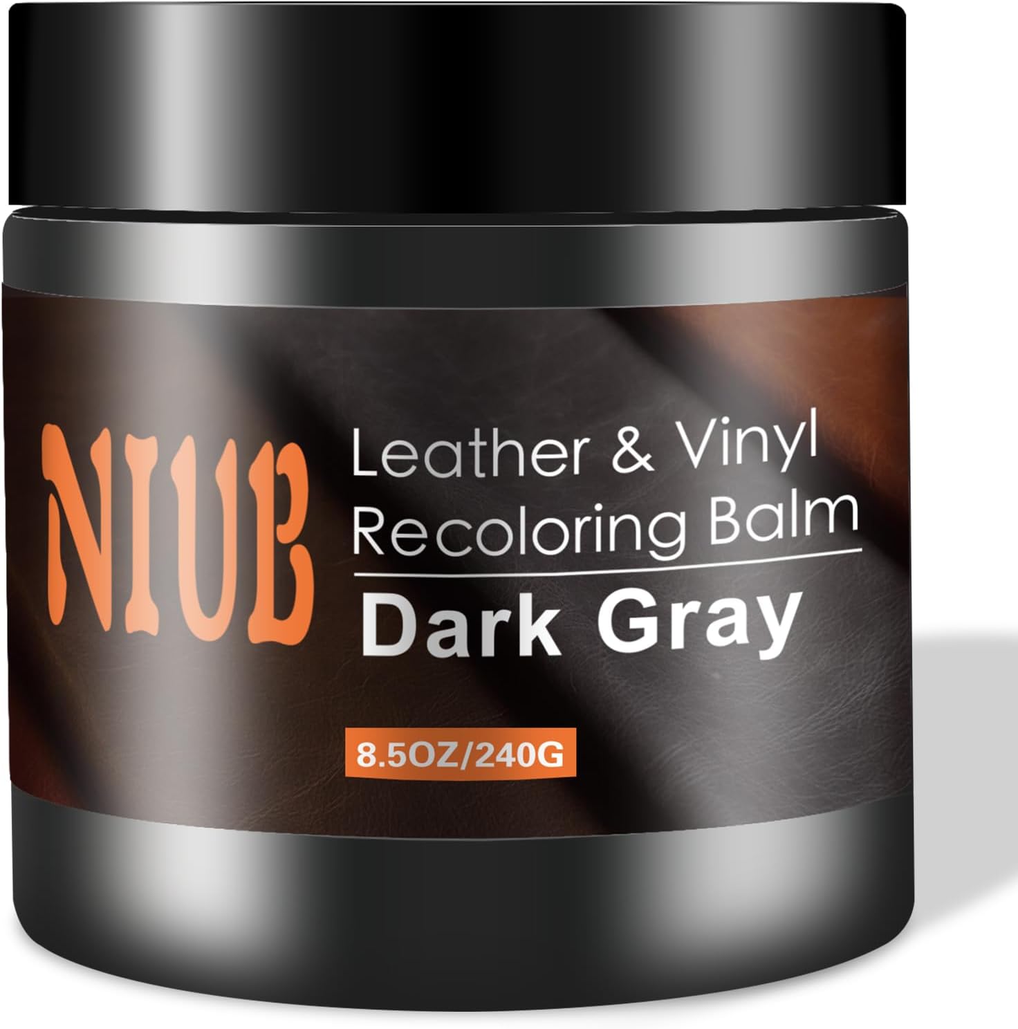 NIUB Leather Recoloring Balm, 8.5Oz Dark Gray Leather Color Restorer