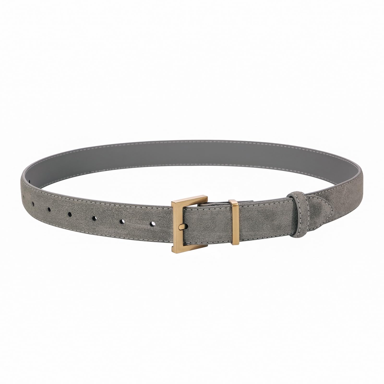 Ceinture Élégante En Daim, Adaptée Aux Robes Denim Décontractées Pour Femmes, À Boucle Alliage Carré