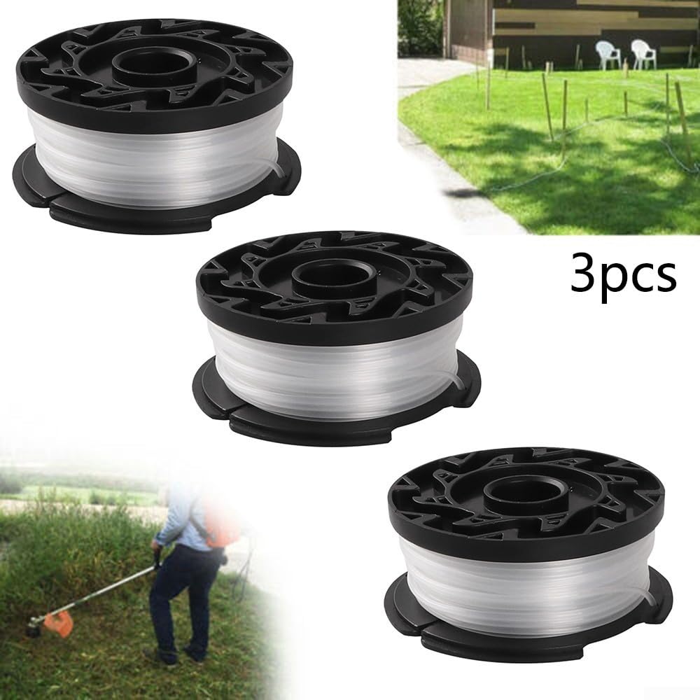 Bobine de Rechange pour Fil de débroussailleuse, Bobine et Fil de Rechange à Alimentation Automatique for modèles de Coupe-Bordures Black & Decker, Lot de 3