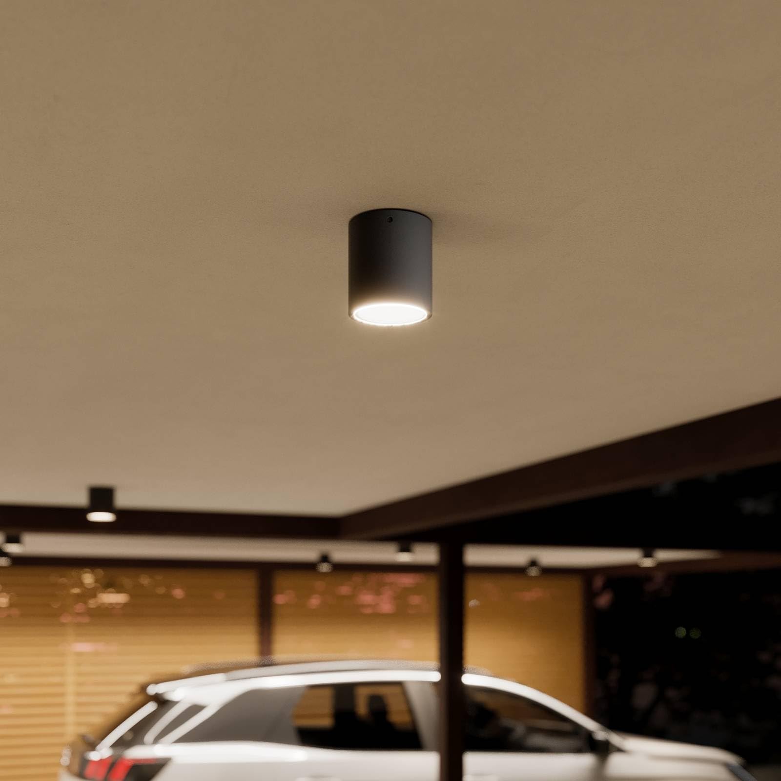 Lucande LED Deckenleuchten Meret (spritzwassergeschützt (Modern) in Schwarz aus Aluminium (1 flammig,) - Außenleuchte für Garten Terasse Balkon & Haus Deckenleuchte