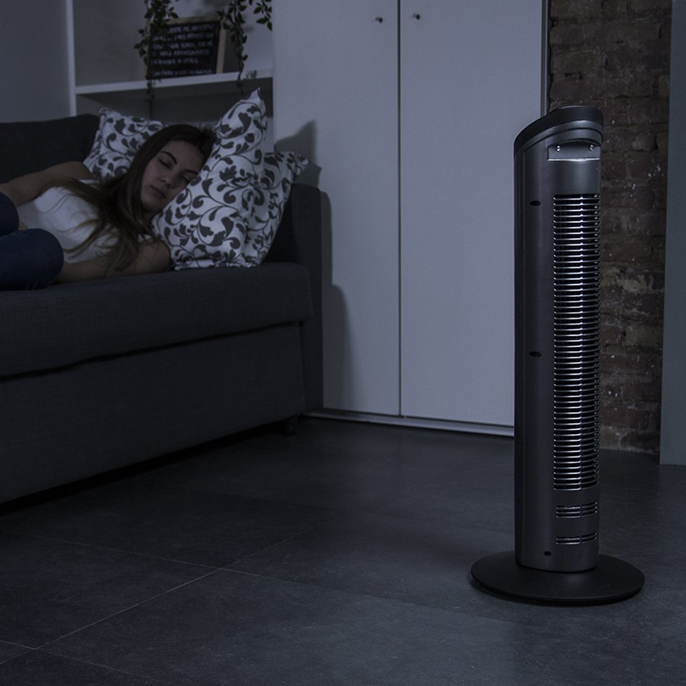 Cecotec EnergySilence 890 Skyline Turmventilator, 50 W, 76 cm, Oszillation, Kupfermotor, 3 Geschwindigkeiten, Schwarz