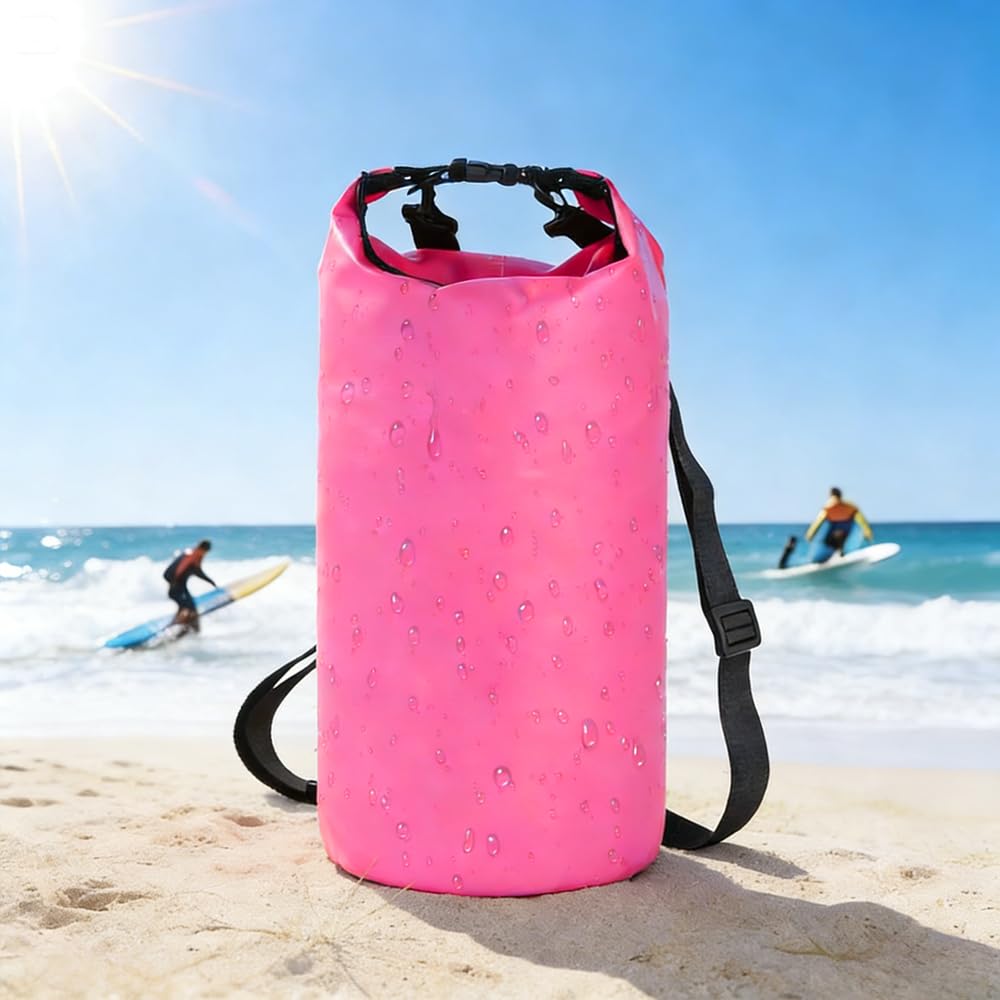 Dry Bag Waterproof,Beach Bag,25L Floating and Lightweight Bags for Kayaking,Boating, Fishing,Swimming and Camping with Waterproof Phone Case-Pink