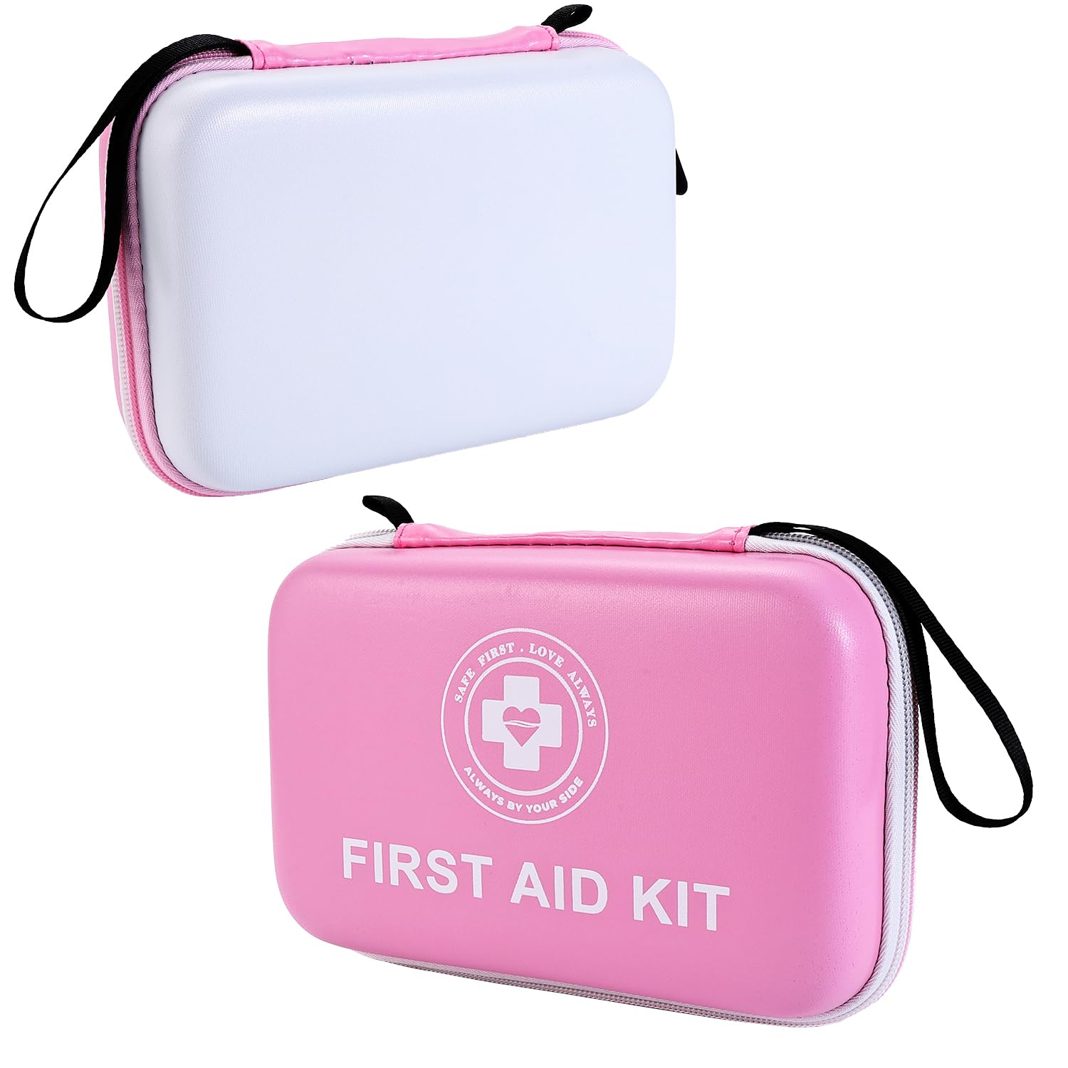 Premium First Aid Kit - 305 Piece Dual-Color Emergency Kit with Hard Shell &amp; Fluorescent Interior Coating, Compact Survival Kit for Home, Car, Travel, Hiking &amp; Outdoor (Pink/White)