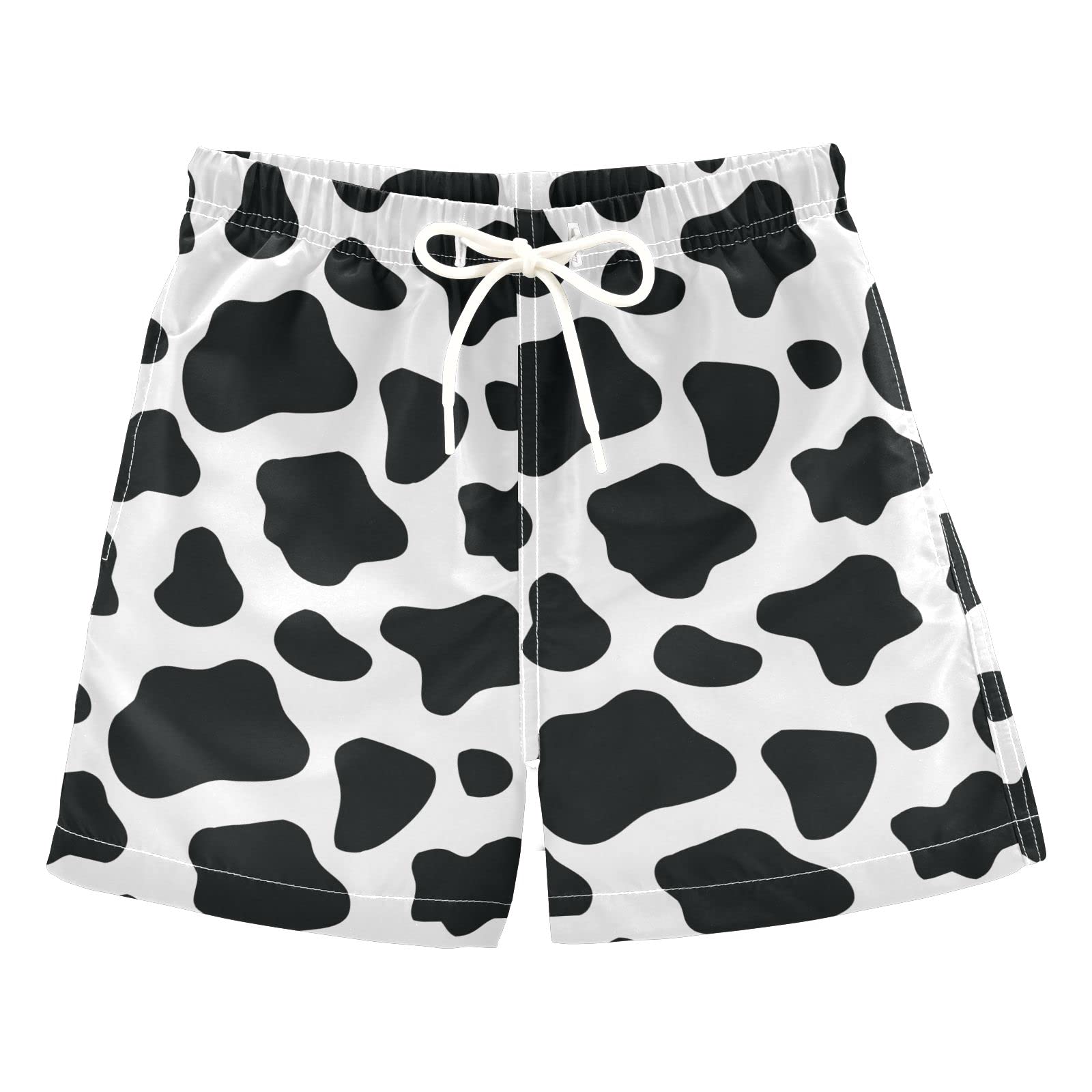 Aflyko Boys' Board Shorts Cow Print Bathing Suit Toddler Swim Trunk Girls Beach Swimwear