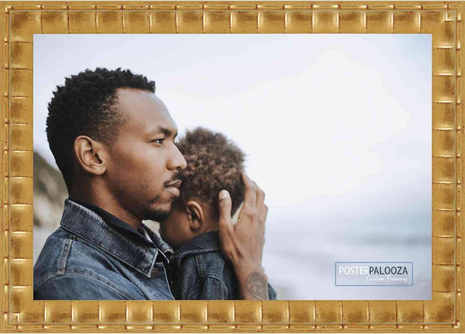 Poster Palooza 24x12 Bamboo Gold Complete Wood Picture Frame with UV Acrylic Plexiglass, Foam Board Backing & Hardware Included