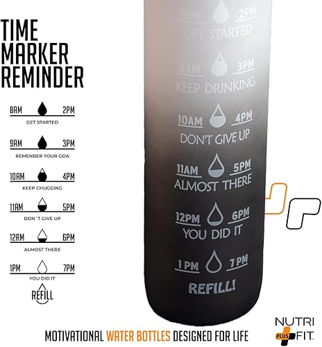Miniatura 22 de Nutrifit Pink - Botella de agua motivacional motivacional (32 onzas) Rosa,Aqua,Azul y rosa,Transparente,Gris,Verde,Rosa Hot,Arco iris,Blanco y