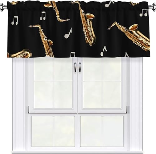 Miniatura 14 de SWEET TANG Valances Windows Curtain Kitchen Valances Rod Pocket Short Topper Curtains, 1 Panel, 54x18 Inches Compatible with Retro 80S 90S Pattern