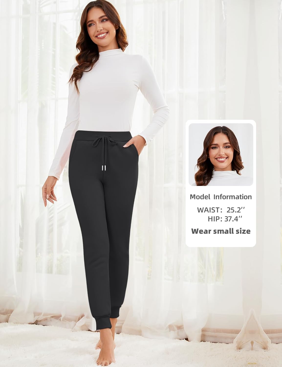 Gihuo Women's Sherpa Lined Sweatpants Winter Warm Fleece Jogger Pants