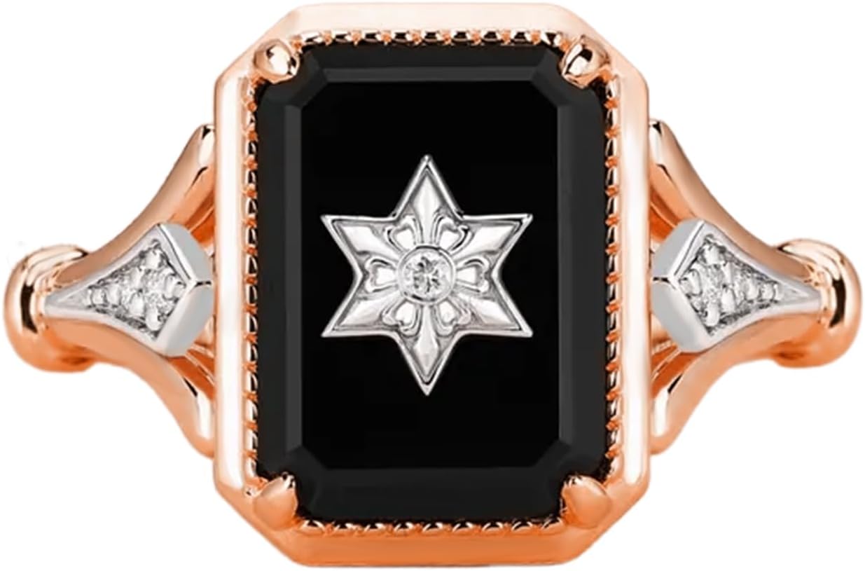 S925 10k/14k/18k Solid Gold Black Onyx Ring For Women, 1-3 Carat Emerald Cut Black Onyx Moissanite Ring, Engagement Weddings Anniversary For Wife Engraving Name Size 4-14