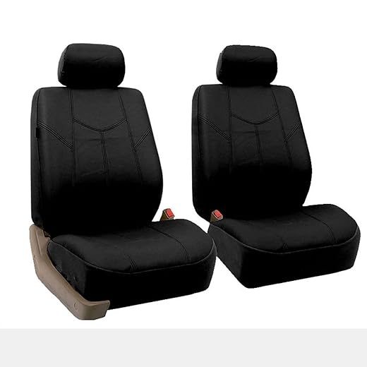 FH Group Car Seat Cover Cushion - 2 Pack Seat Covers for Cars Trucks SUV, (Black) Rome Faux Leather Car Seat Cushions, Waterproof Car Seat Cover Cushion, Universal Fit Car Seat Protector
