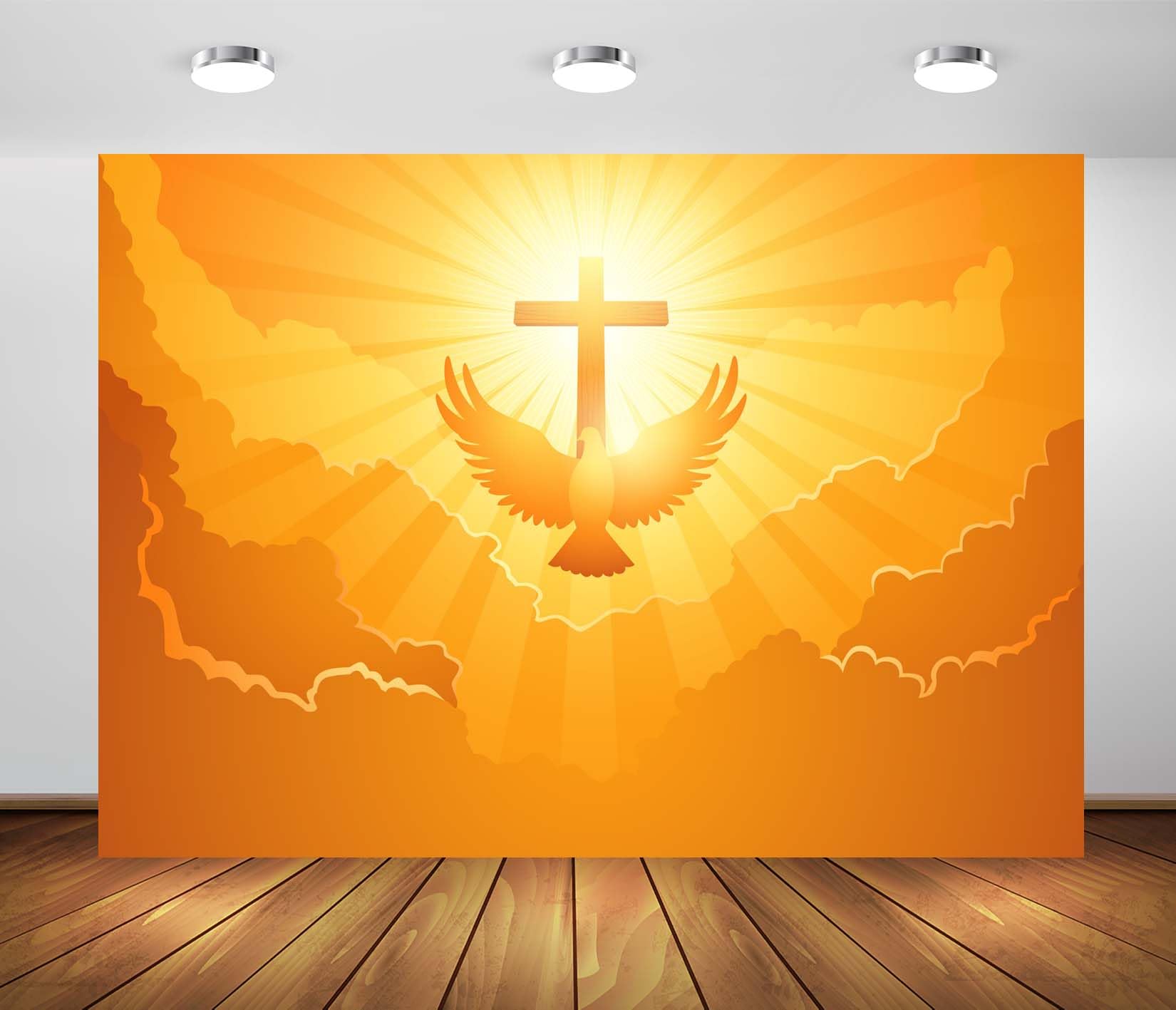 Loccor 5x4ft Fabric Pentecost Sunday Backdrop Holy Spirit Upon The Apostles And Followers Of Jesus Christ Biblical Background Christian Holiday Church Party Decoration Banner Photo Studio Prop