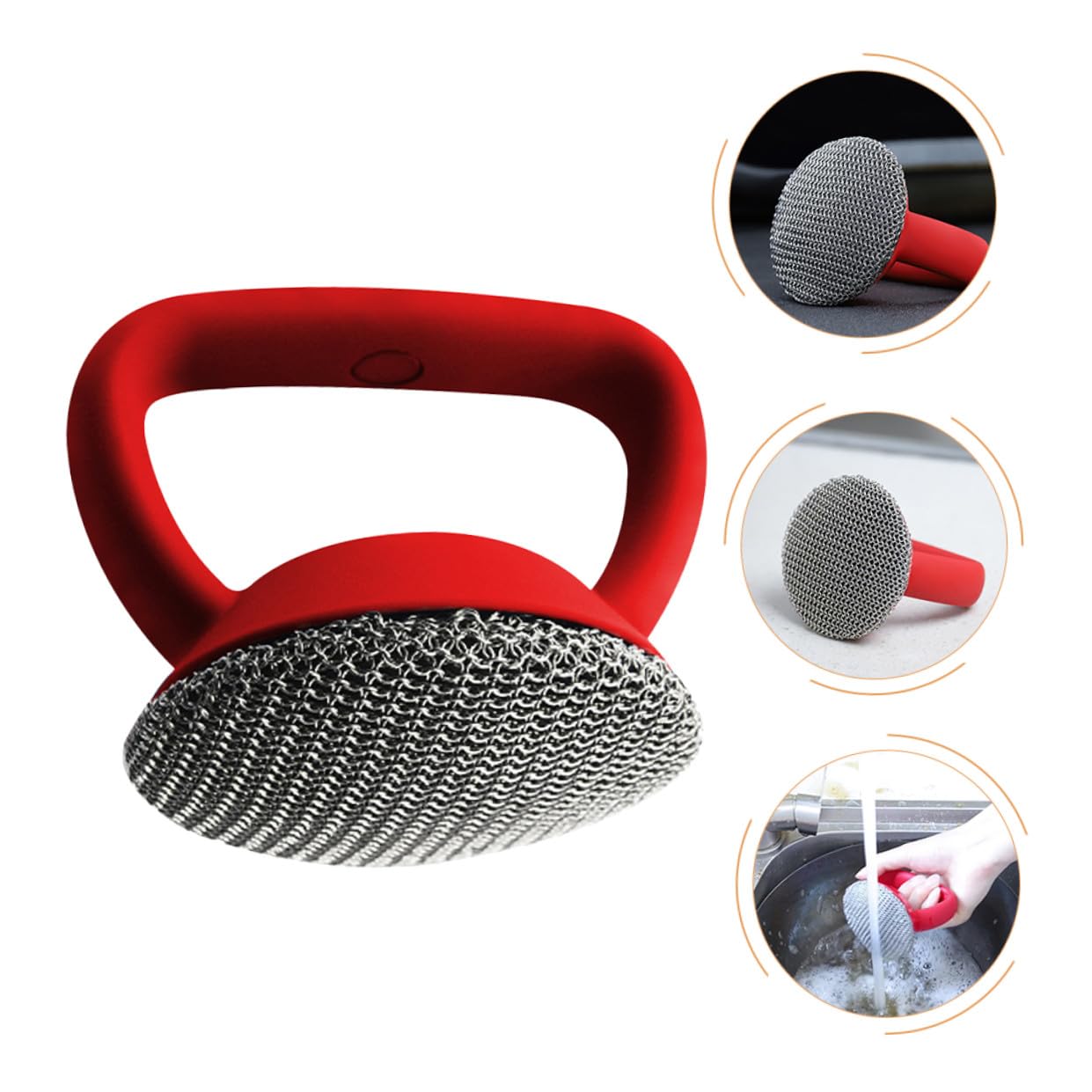 VALICLUD Cepillo de Acero Inoxidable con Anillos Soldados Diseño Ergonómico Reutilizable para Limpieza de Sartenes y Platos para Limpieza de Cocina y Hogar