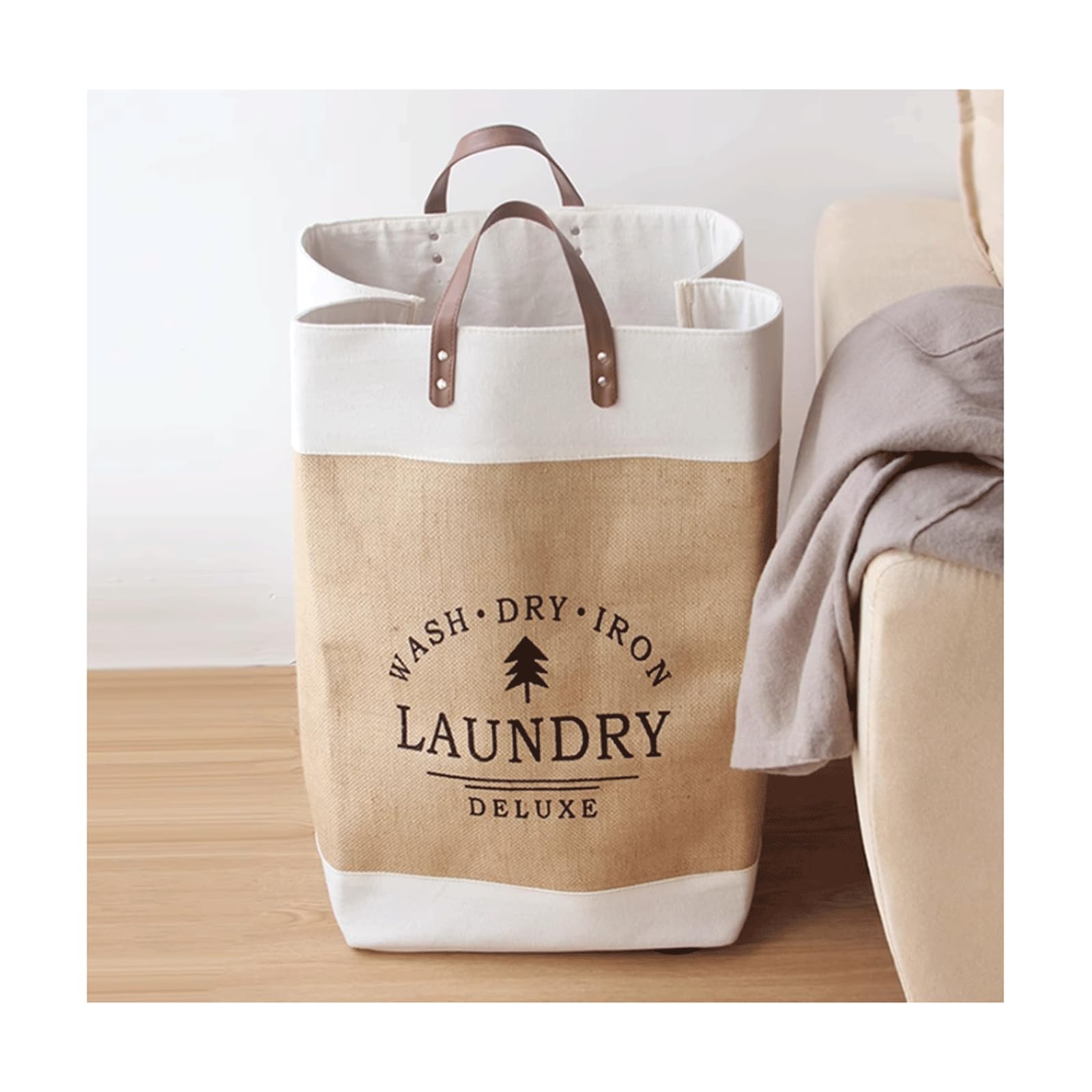 Kosz na Pranie Opvouwbare wasmand met leren handvatten Katoen en linnen kledingmand Patchwork Opvouwbare wasmand voor opslag van speelgoed en kleding Pojemnik