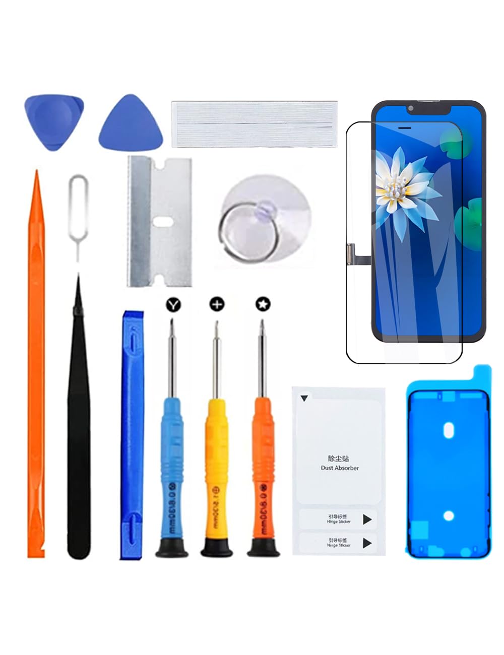 H&LYCYJ Wyświetlacz do iPhone 13 Mini A2628 A2481 A2626 ekran LCD zamiennik ekranu 3D Touch Full HD ekran dotykowy ID digitizer ramka montażowa, wodoodporna adhesive, zestawy naprawcze