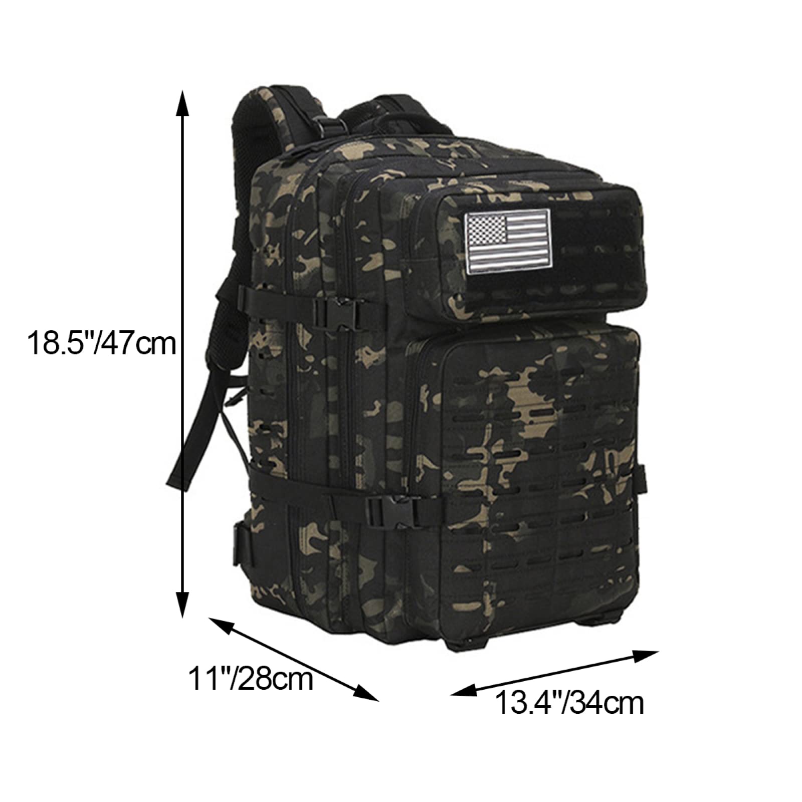 YUANZHOU Mochila táctica de 50L, mochilas grandes, mochila de asalto para exteriores, senderismo, Camping, senderismo, caza, montañismo, viajes,Blue