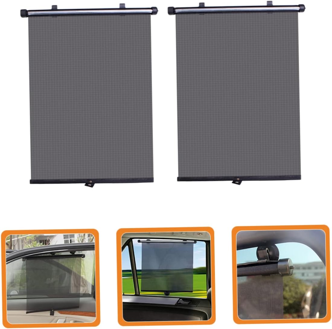 Garneck 2Pcs Retractable Car Window Sunshade Curtains UV Protection Shades for Breathable Mesh Design Easy to Use Fits Vehicles