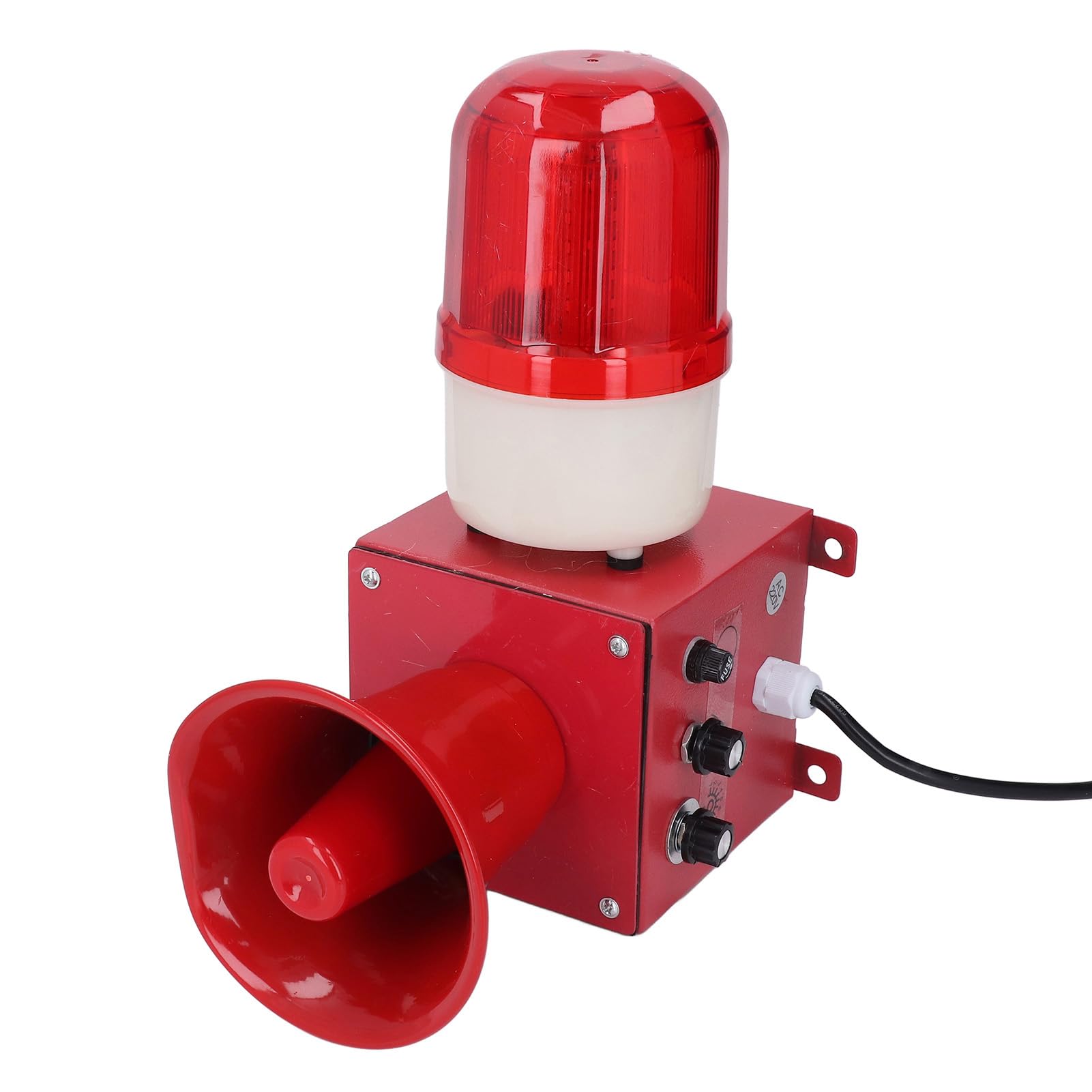 Alarma de luz y Sonido Industrial - Enchufe de EE. UU. 110 V - Luz de Advertencia de Emergencia montada en la Pared - Sirena de 130 dB con luz estroboscópica LED - 9 Sonidos