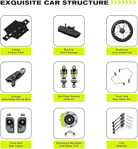 Miniatura 3 de AMORIL Rodillo de coche de deriva en carretera de fibra de carbono 110, cuerpo de chasis de coche de rally de turismo eléctrico con rueda de