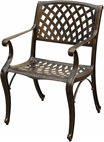 Miniatura 7 de Oakland Living Silla de comedor de patio negro de aluminio fundido de malla al aire libre moderna