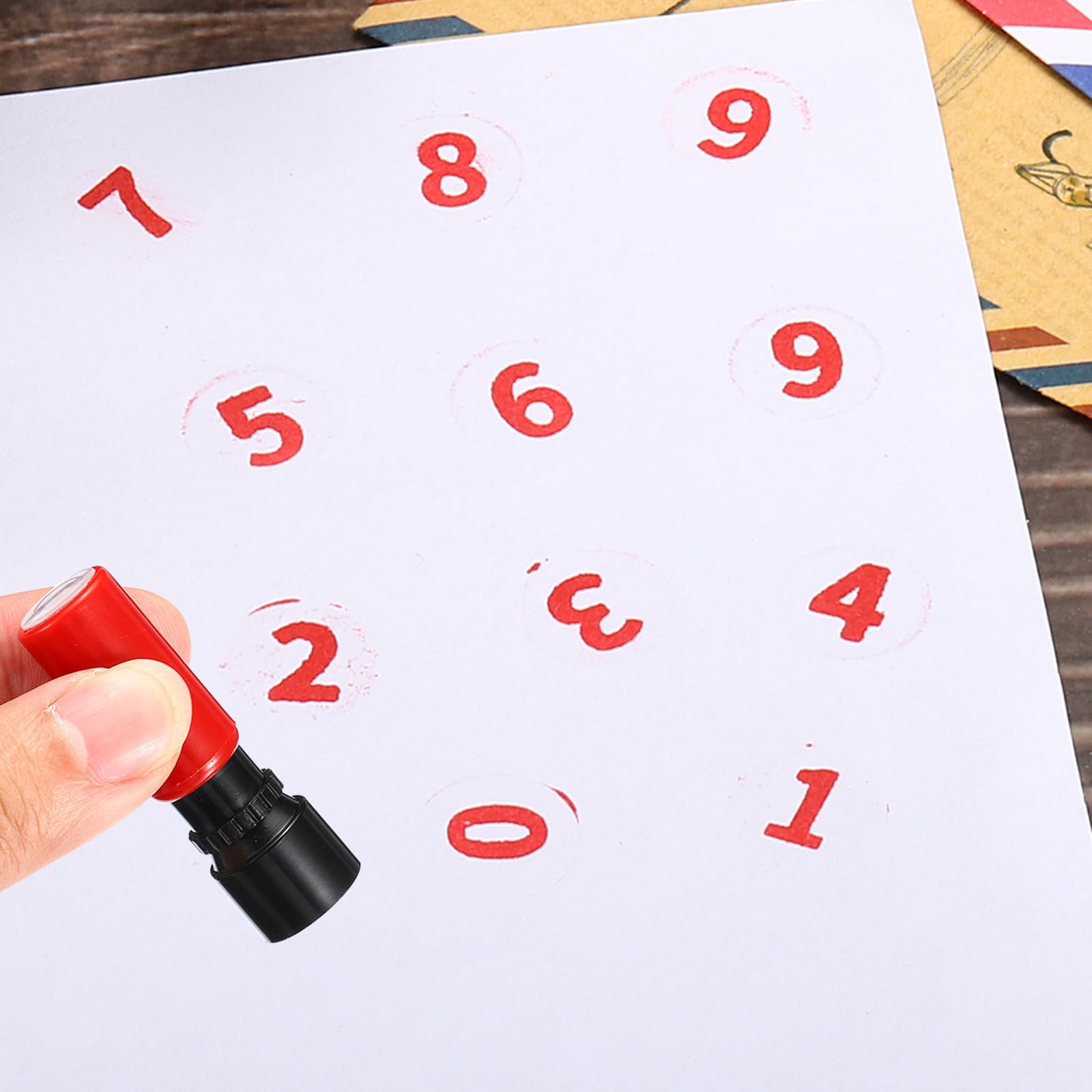 YOKIVE Number Stamp, Character Stamper with Ink Decorate Postcards, Great for Classroom Festivals Style 1 (Red, Number 4) - Image 3
