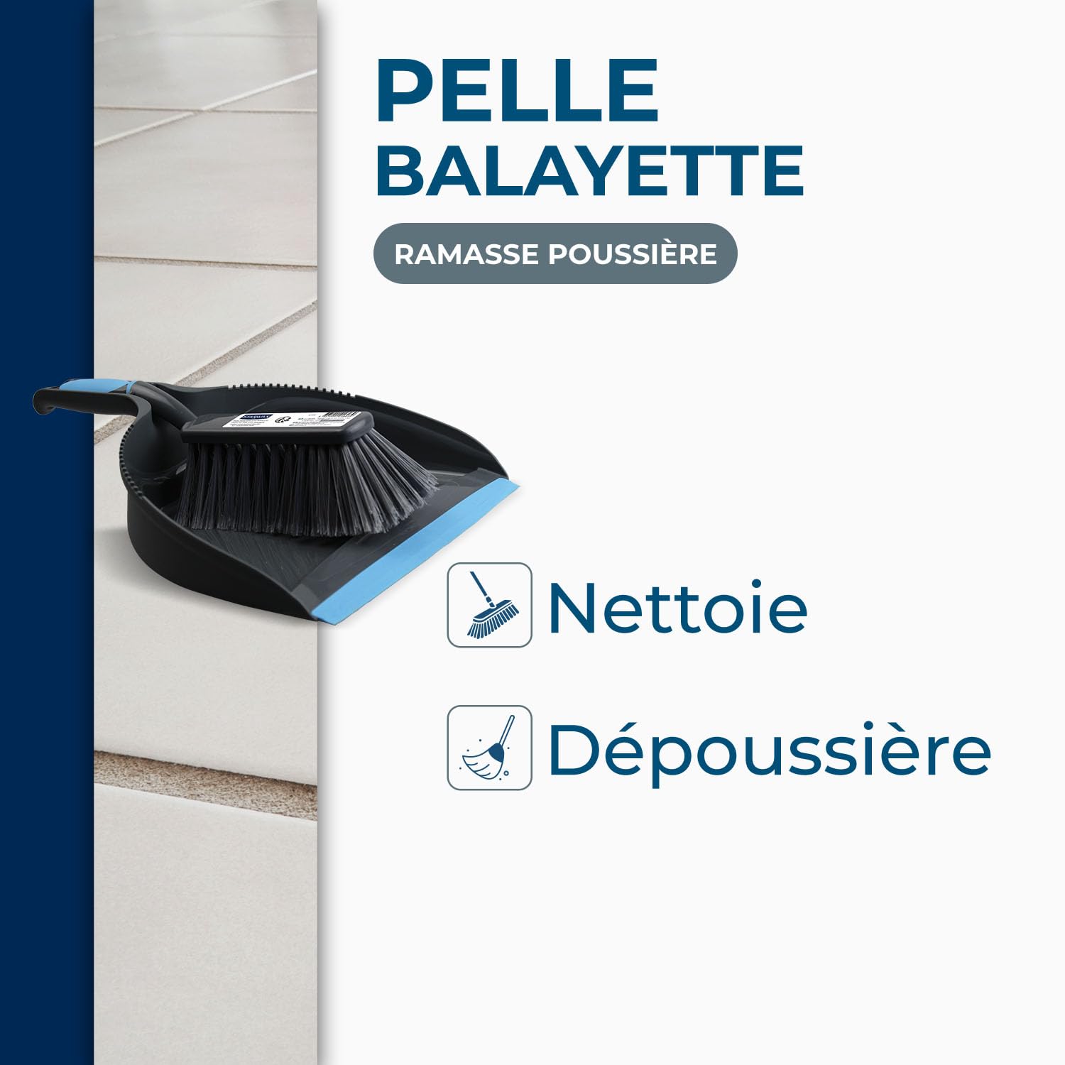 STARWAX combiné Pelle-balayette 33cm Bords crantés Fibres fleurées
