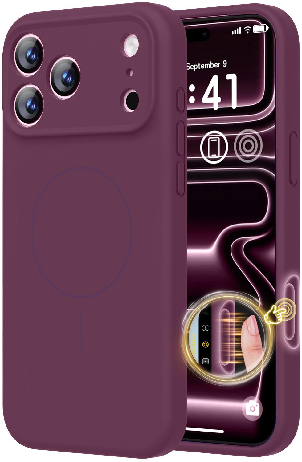 BossKiss Magnetic for iPhone 17 Pro Max Case Silicone, Burgundy