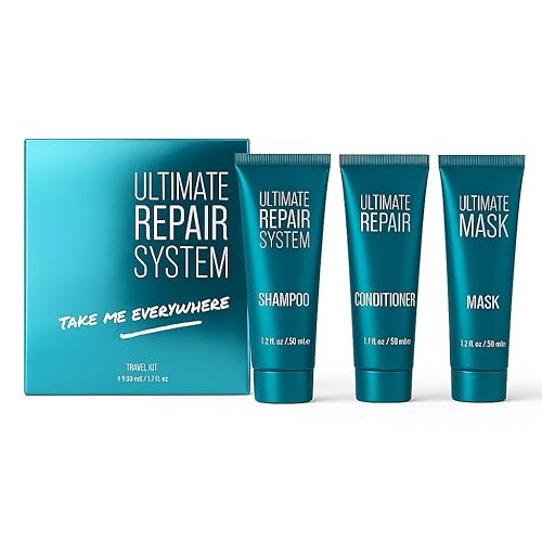 Hair Bar NYC - Kit de viaje Ultimate Hair Repair System - Rejuvenece el cabello seco dañado y el cabello tratado con color, infundido con queratina