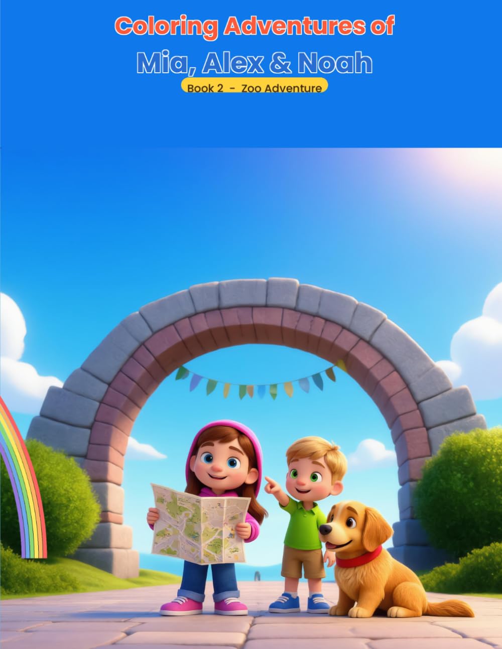 Coloring Adventures of Mia, Alex and Noah Book 2 : Zoo Adventure
