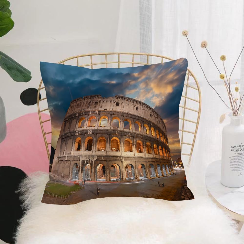 Hyosxw Rome. The Colosseum At Sunset - A9 Cushion Cover,Throw Pillow Case Home Decorative For Living Room Bedroom Sofa Chair 18X18 Inch,Rome. The Colosseum At Sunset,Pillowcase 45X45cm
