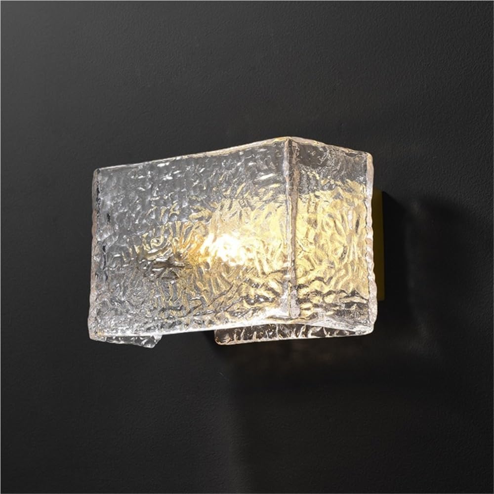 LYOUAE Modern Water Pattern Glass Wall Lamp Nordic Indoor Brass Wall Sconce E14 Bedroom Hallway Decorative Wall Light for Bedroom Living Room Hallway