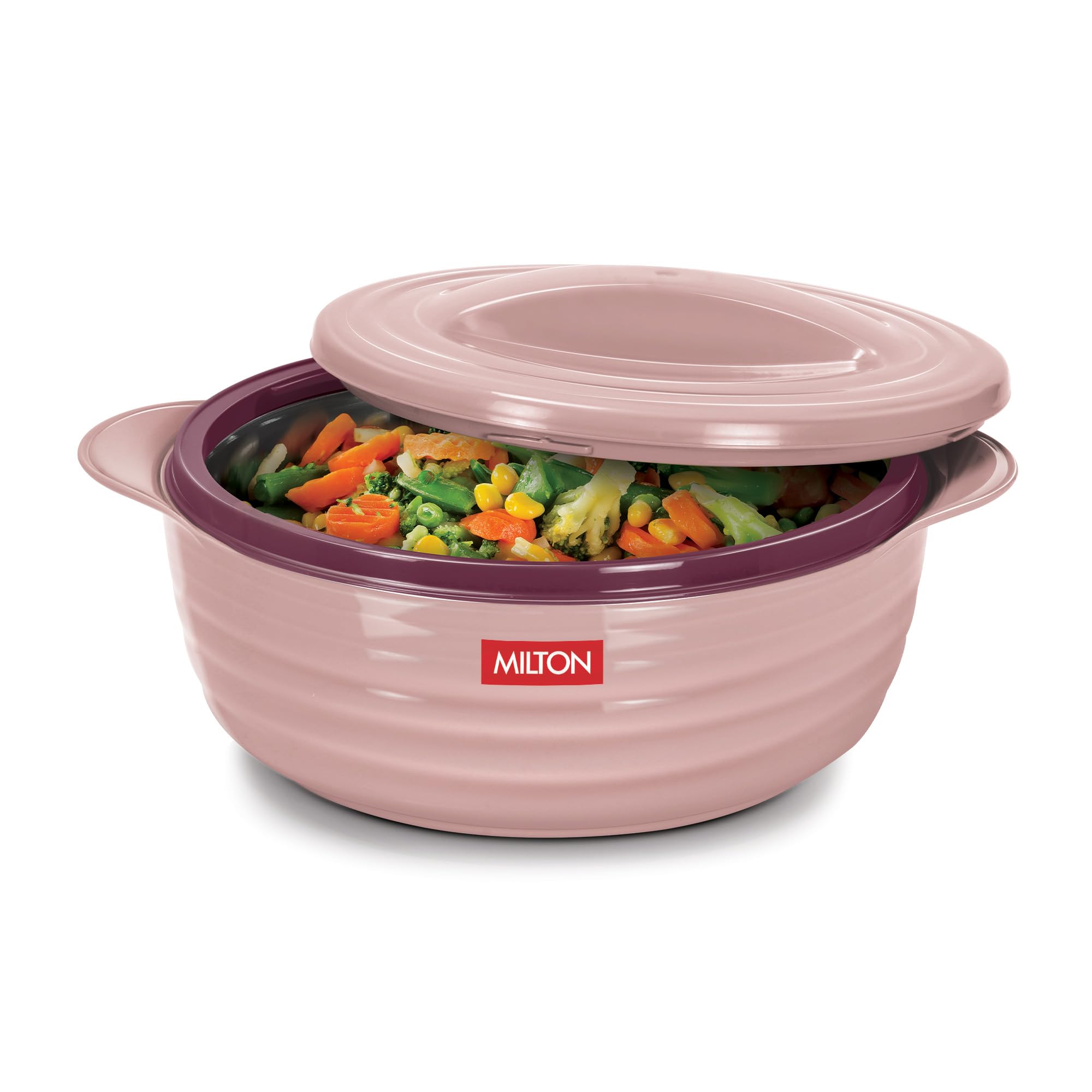 MILTON Aspire 1000 Serving Casserole, Double Walled Inner Stainless Steel, PU Insulated Kitchen Hot Pot, Keeps Food hot & Fresh for Roti, Biryani, 725 ml, Cherry Pink