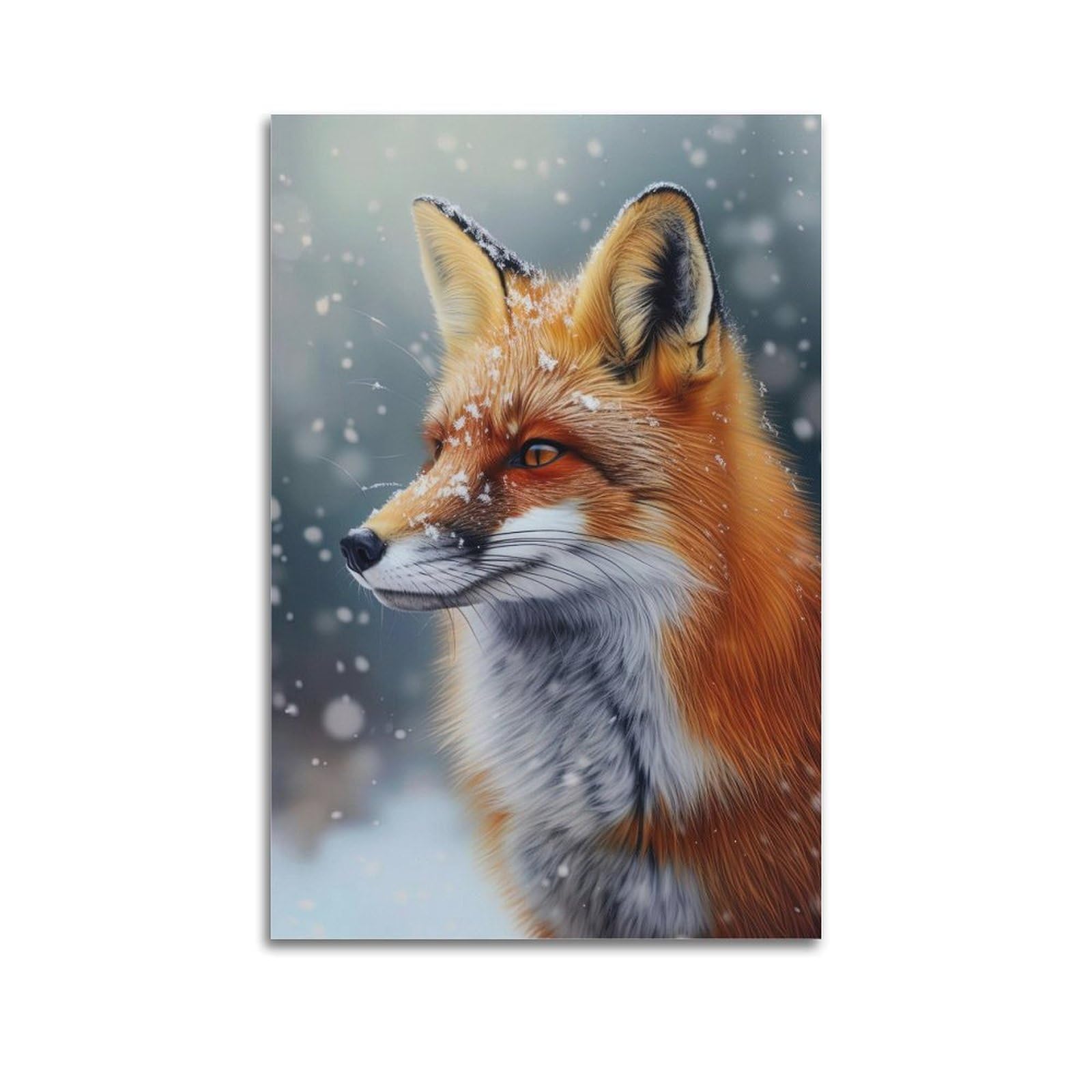 ZSZWHJ Animal Poster Fox in The Snowy Day Poster Decorative Painting Canvas Wall Posters And Art Picture Print Modern Family Bedroom Decor Posters 20x30inch(50x75cm)