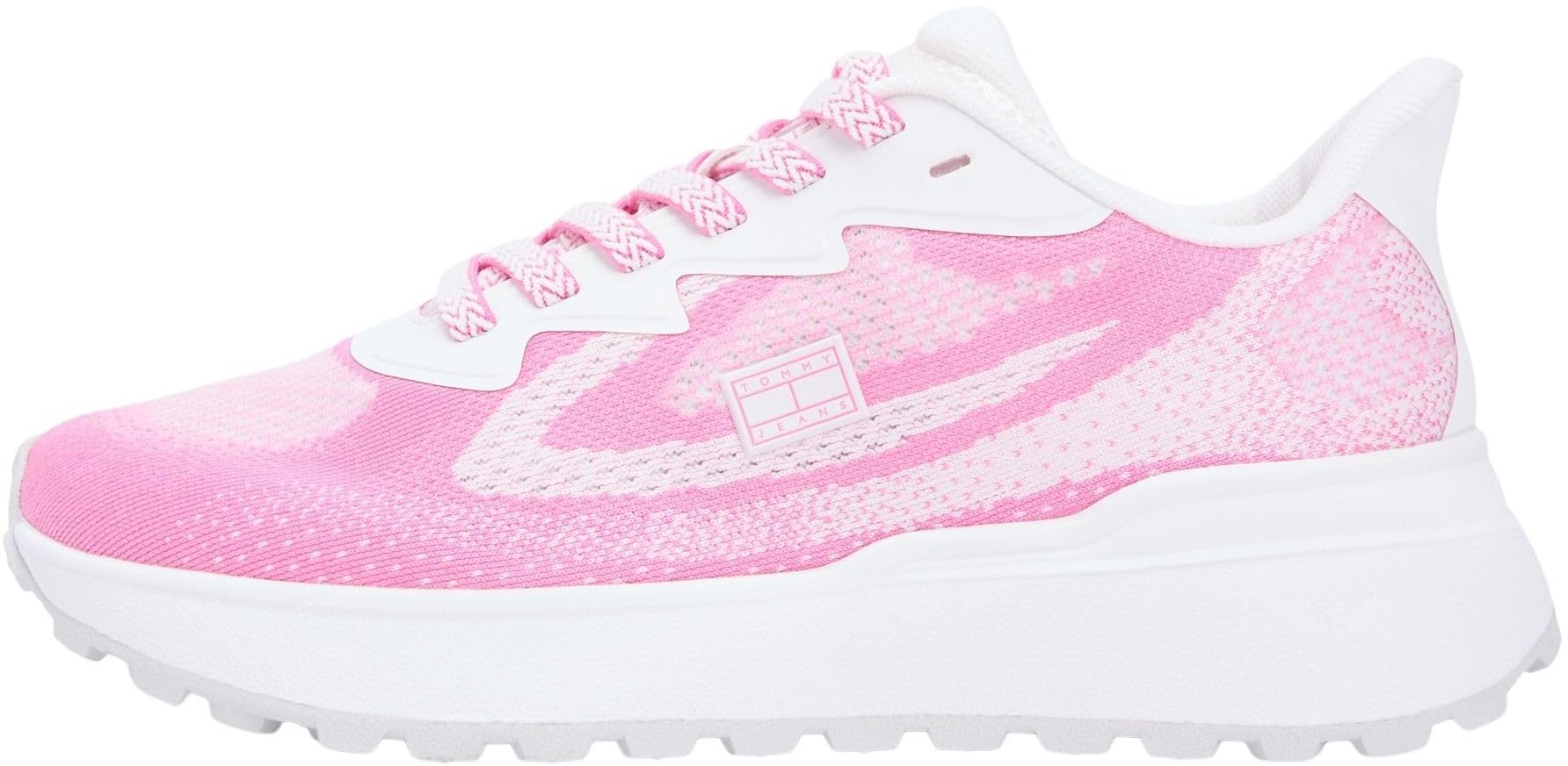Tommy Jeans Women's Tjw Sporty Knit Runner EN0EN02962 Low Top, Pink (Ecru/Synthetic Blush), 6.5 UK