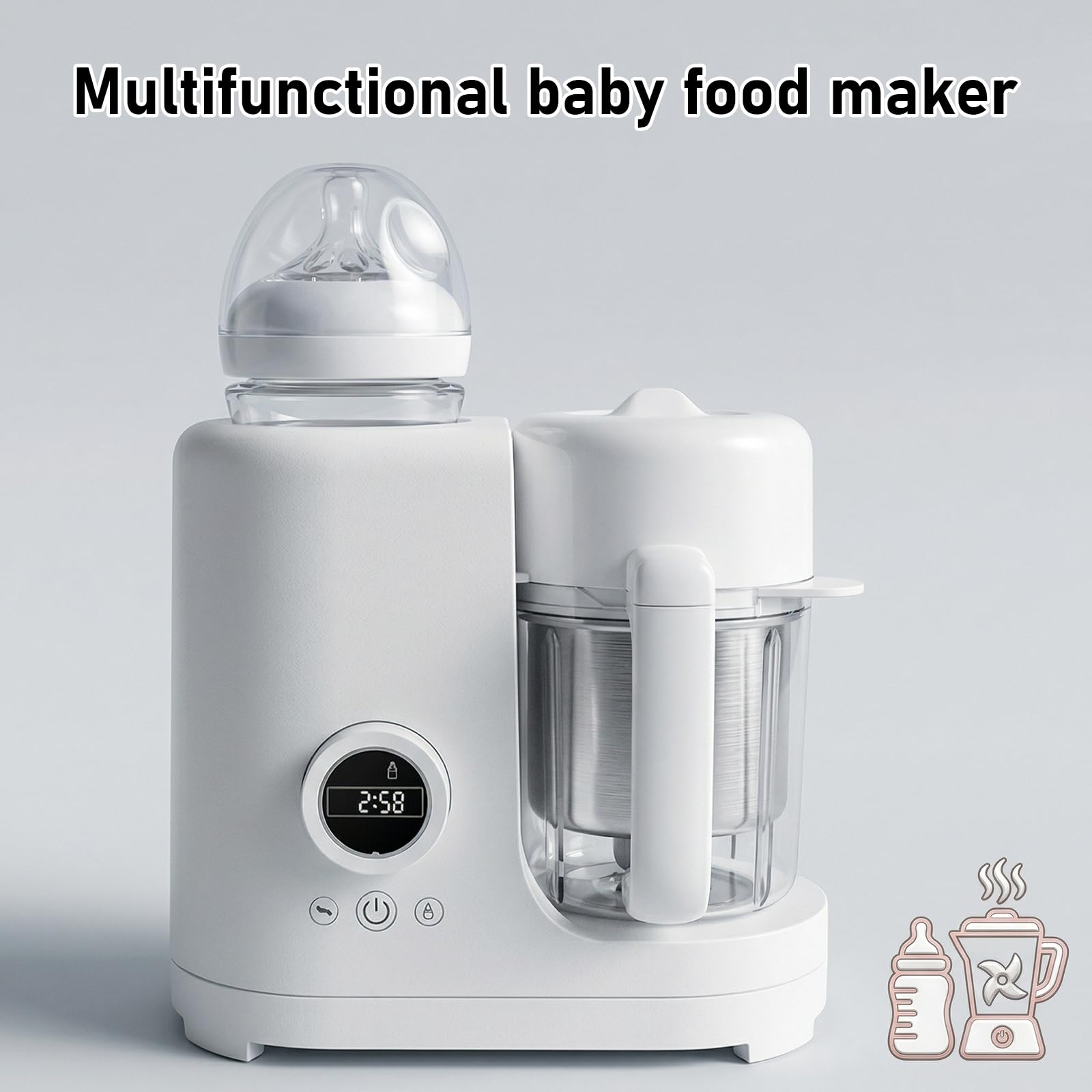Küchenmaschine für Babys, 300 ml, 300 W, Mixer für Babys, Dampfgaren (B)