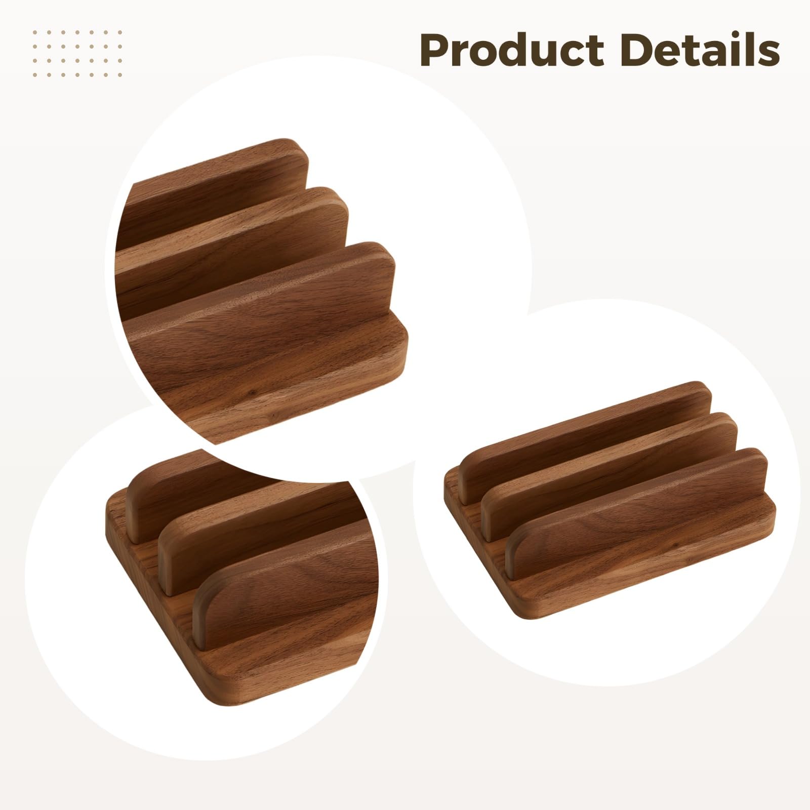 Generisch Laptopständer aus Holz, Verstellbarer Desktop-Organizer mit Zwei Fächern, aus massivem Nussbaumholz, platzsparender Vertikalständer für Tablets und Handys, 12 x 17 x 4,5 cm