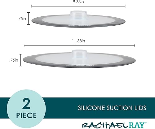 Miniatura 2 de Rachael Ray Tools and Gadgets - Juego de tapas de succión de silicona, 2 piezas, gris oscuro