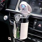 FMS Car Cigarette Ashtray Portable Solar Charging Automotive Ashtray with Blue LED light for Most Ca