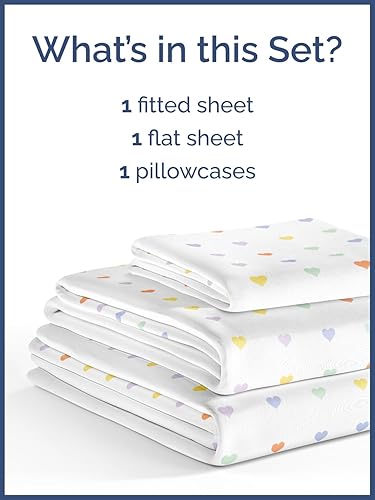 Miniatura 2 de Juego de sábanas de corazones para niñas, tamaño individual, sábanas divertidas para camas individuales, bonitas sábanas para niñas pequeñas y