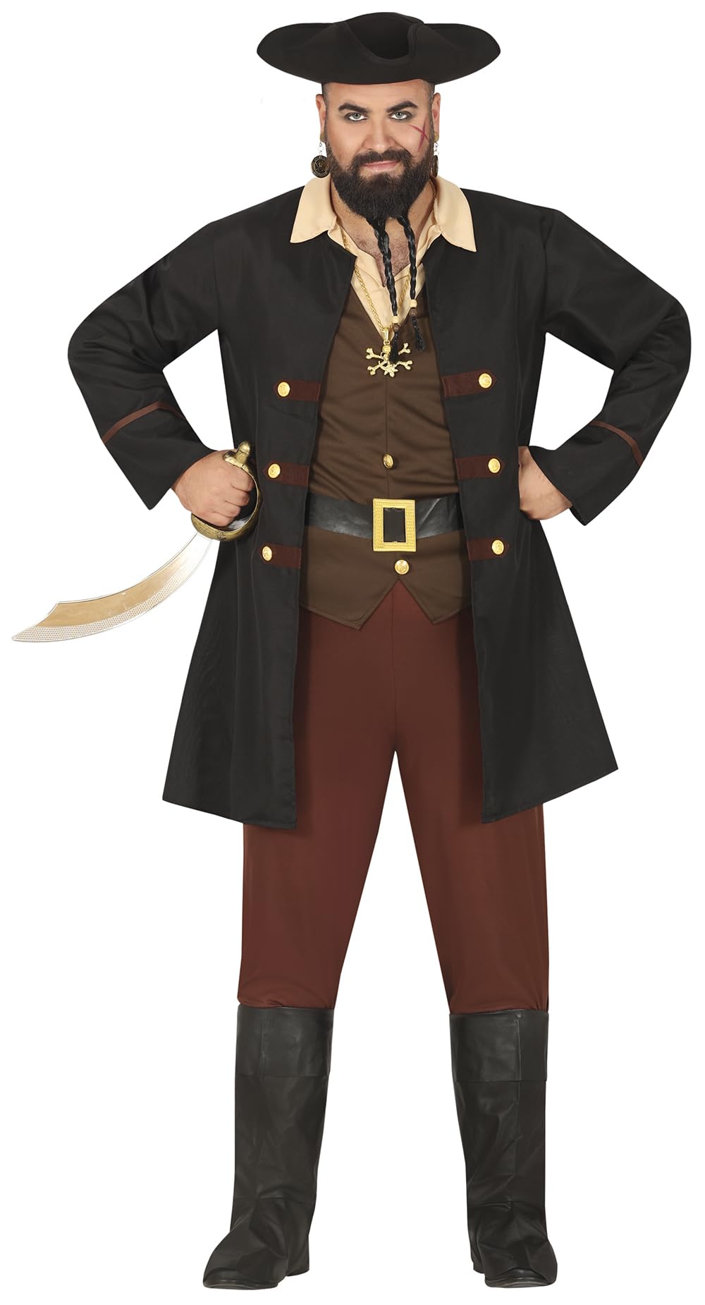 FIESTAS GUIRCA Costume da pirata da uomo con cappello da pirata da uomo con cappello da pirata