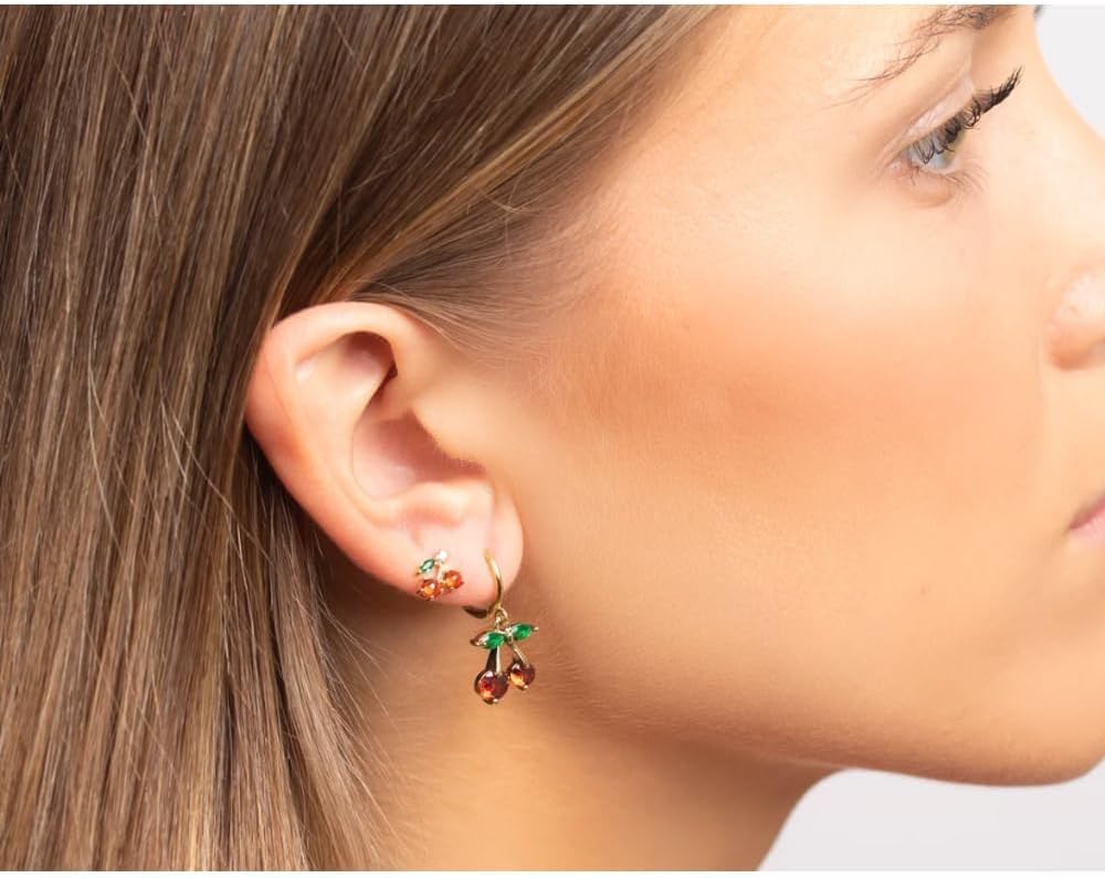 Cherry Earrings for Women 3D Red Cherry Hoop Dangle Earrings Cute Fruit Earring Red Jewelry Accessories Wedding Prom Dress Christmas Gifts - Image 7