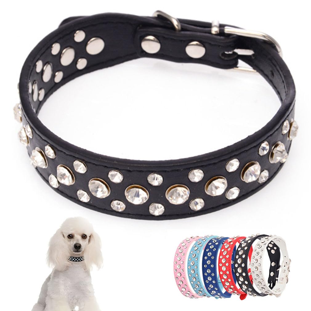 Collier noir pour chien XXS avec strass pour sublimer les promenades en ville