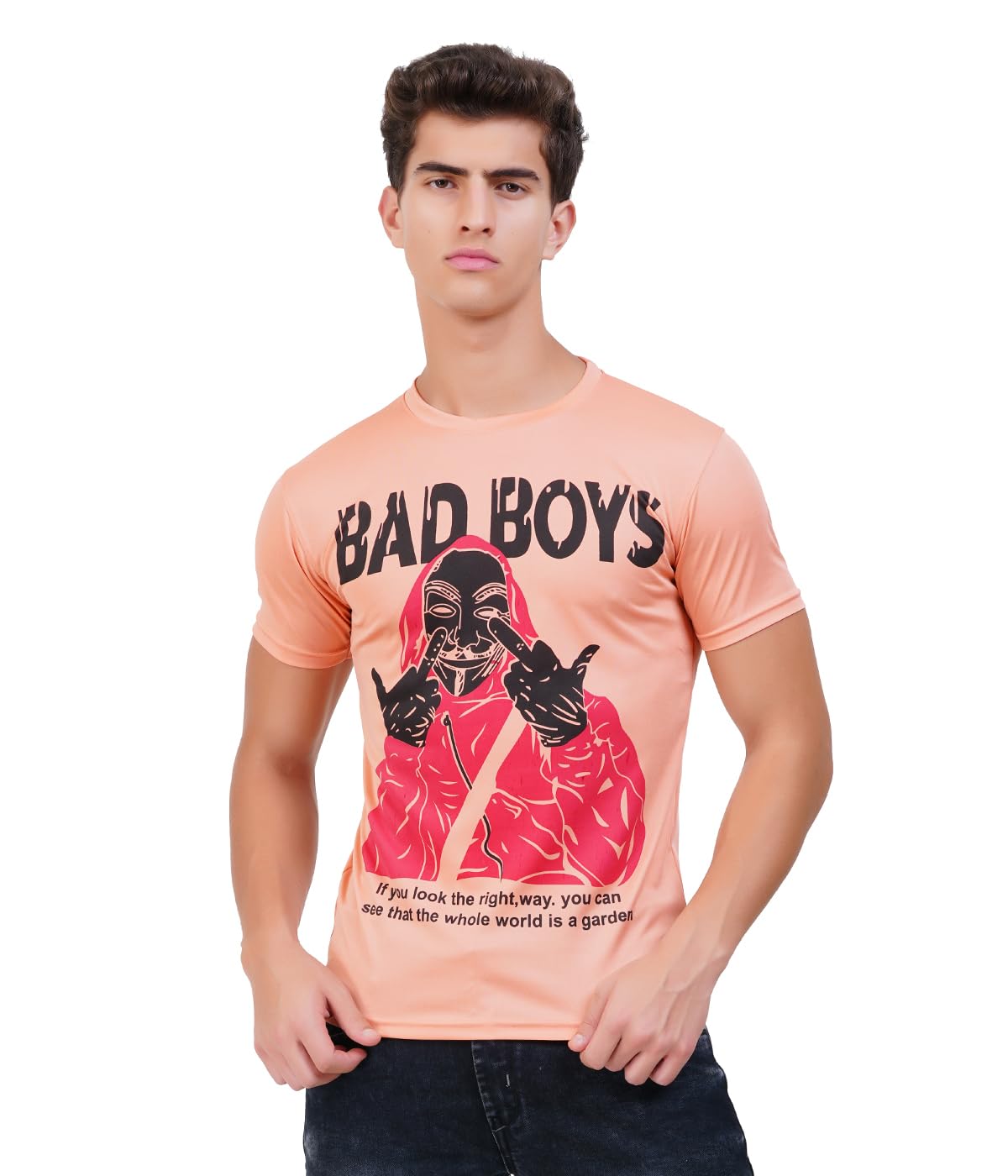SARAS Men’S Neck T-Shirt for Regular FIT Half Sleeves Printed (Pack of 2)-picture-31