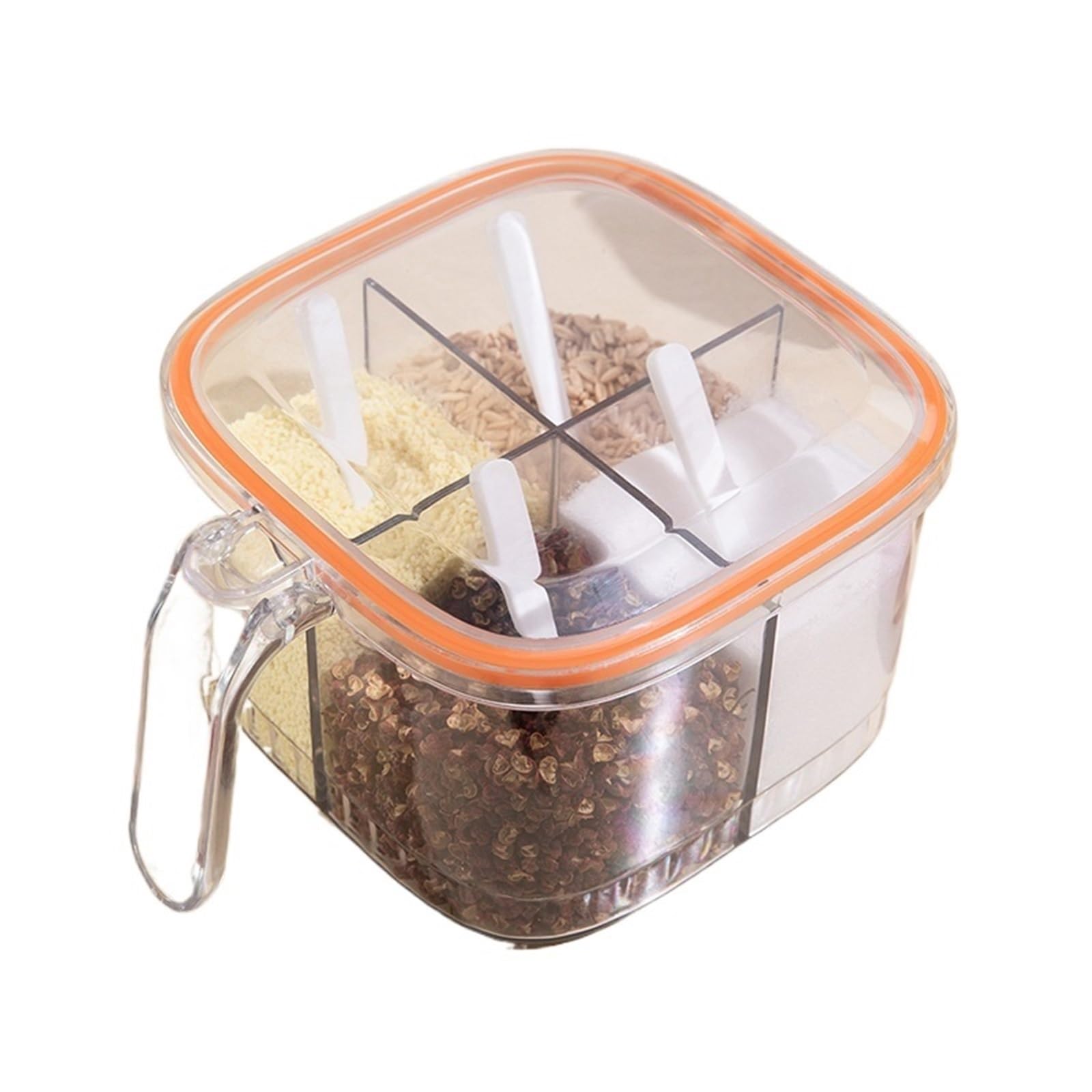 CNYUON Seasoning Box Transparent Lid Jar Kitchen Household Condiments Storage Container Gadgets(Orange)