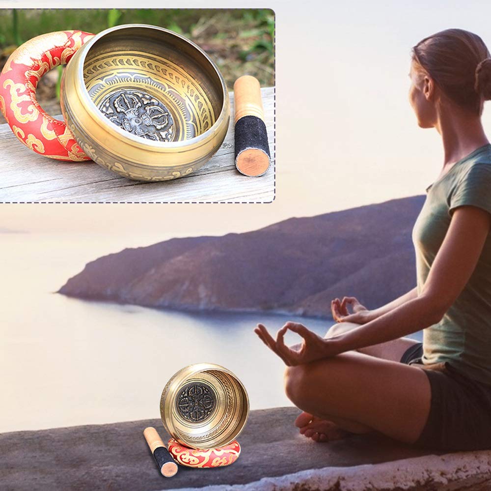 Set di Campane tibetane in Lega, Regalo Fatto a Mano, per Meditazione, rilassamento e Yoga