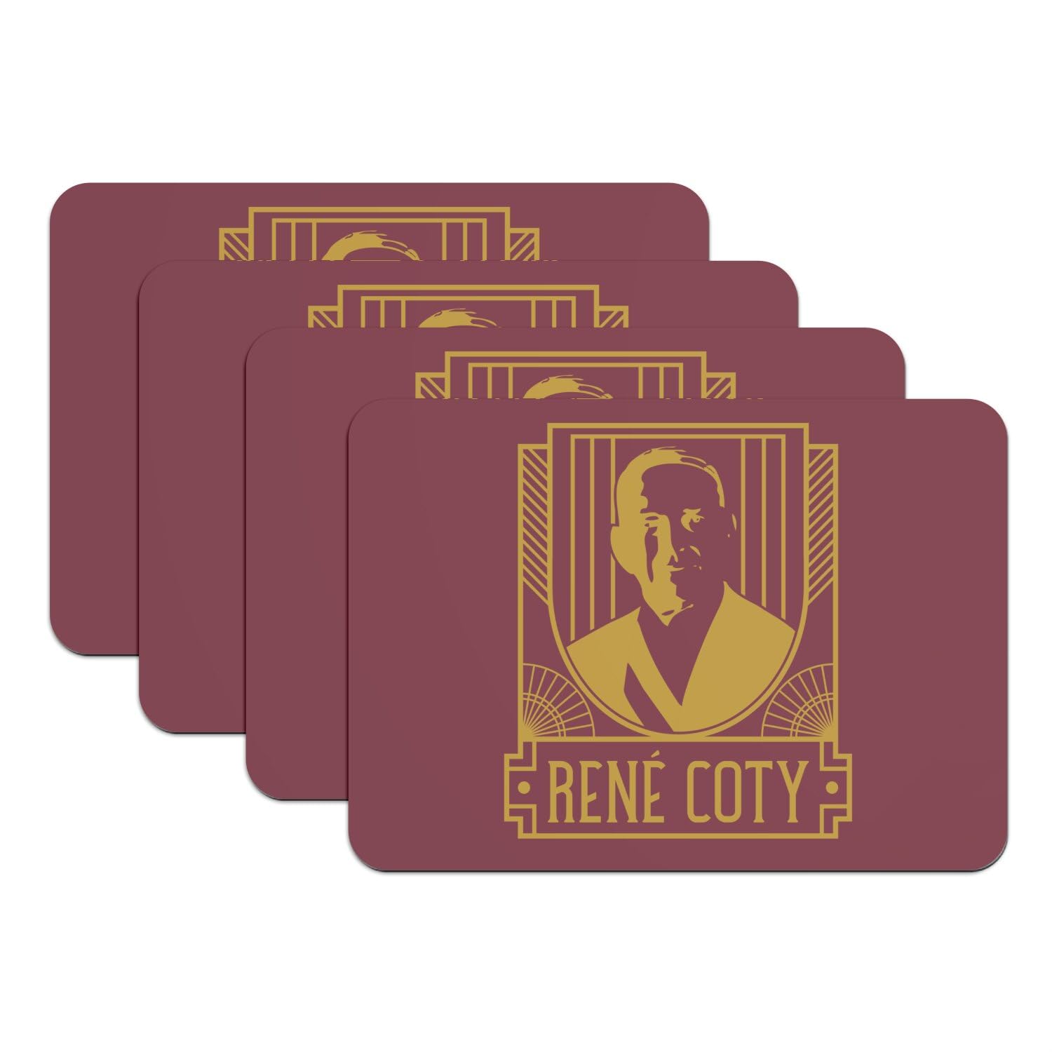 Sets de table René Coty en caoutchouc rouge grand format haut de gamme